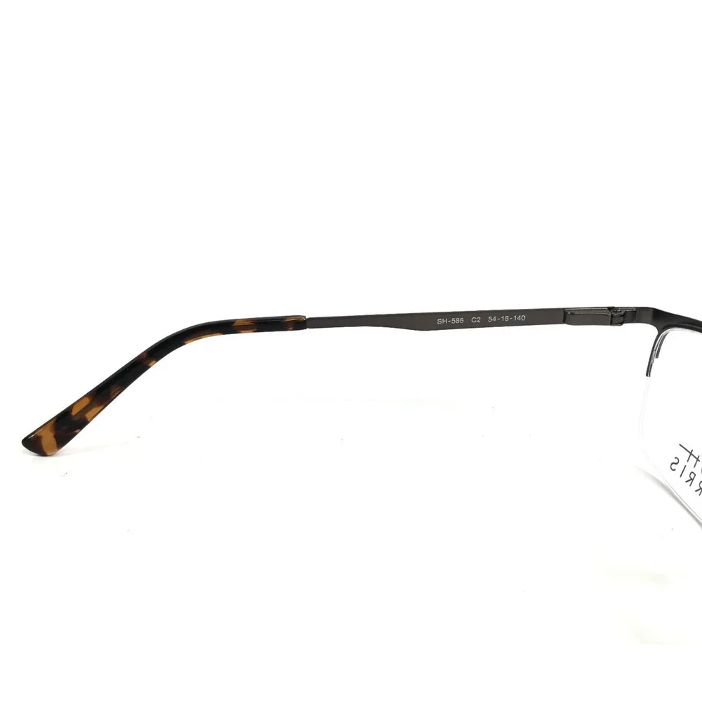 Scott Harris Eyeglasses Frames SH-586 C2 Gunmetal Rectangle Half Rim 54-18-140